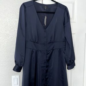NWT J crew ad072 button front a line midi dress navy size 10 New